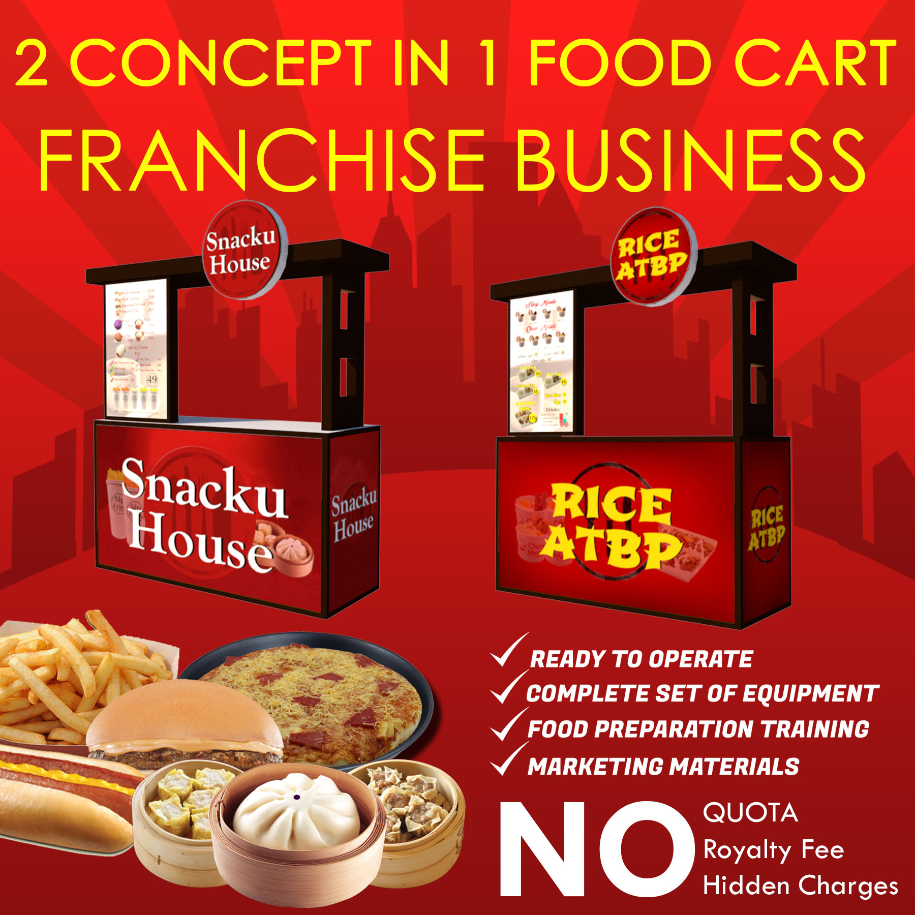 2in1 Food Carts Snacku House and Rice Atbp iFranchise.ph