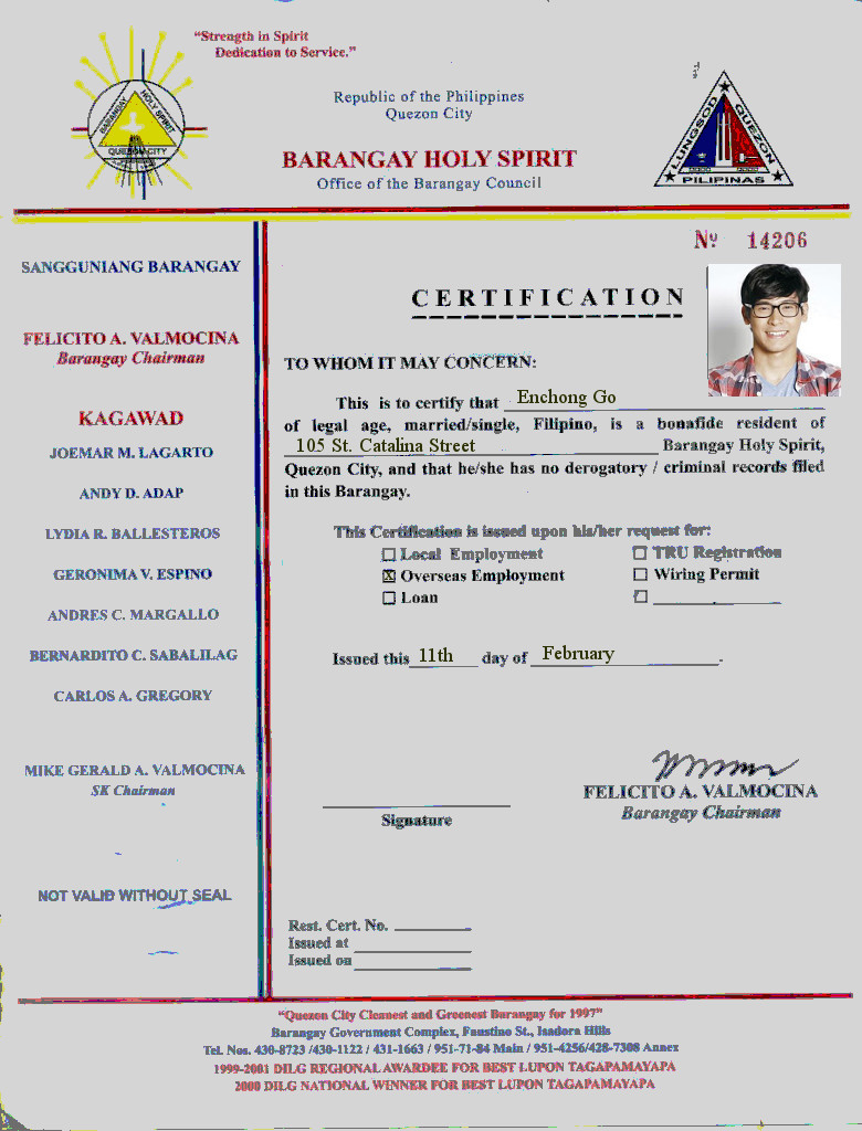 Barangay Permit Sample Form - IMAGESEE