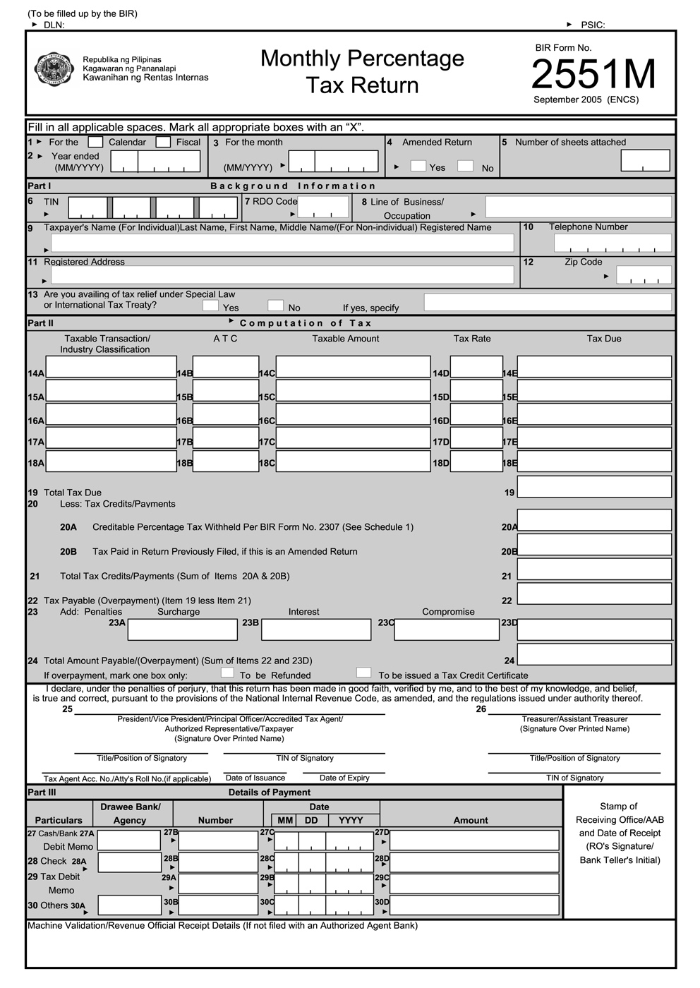 Bir Tax Chart